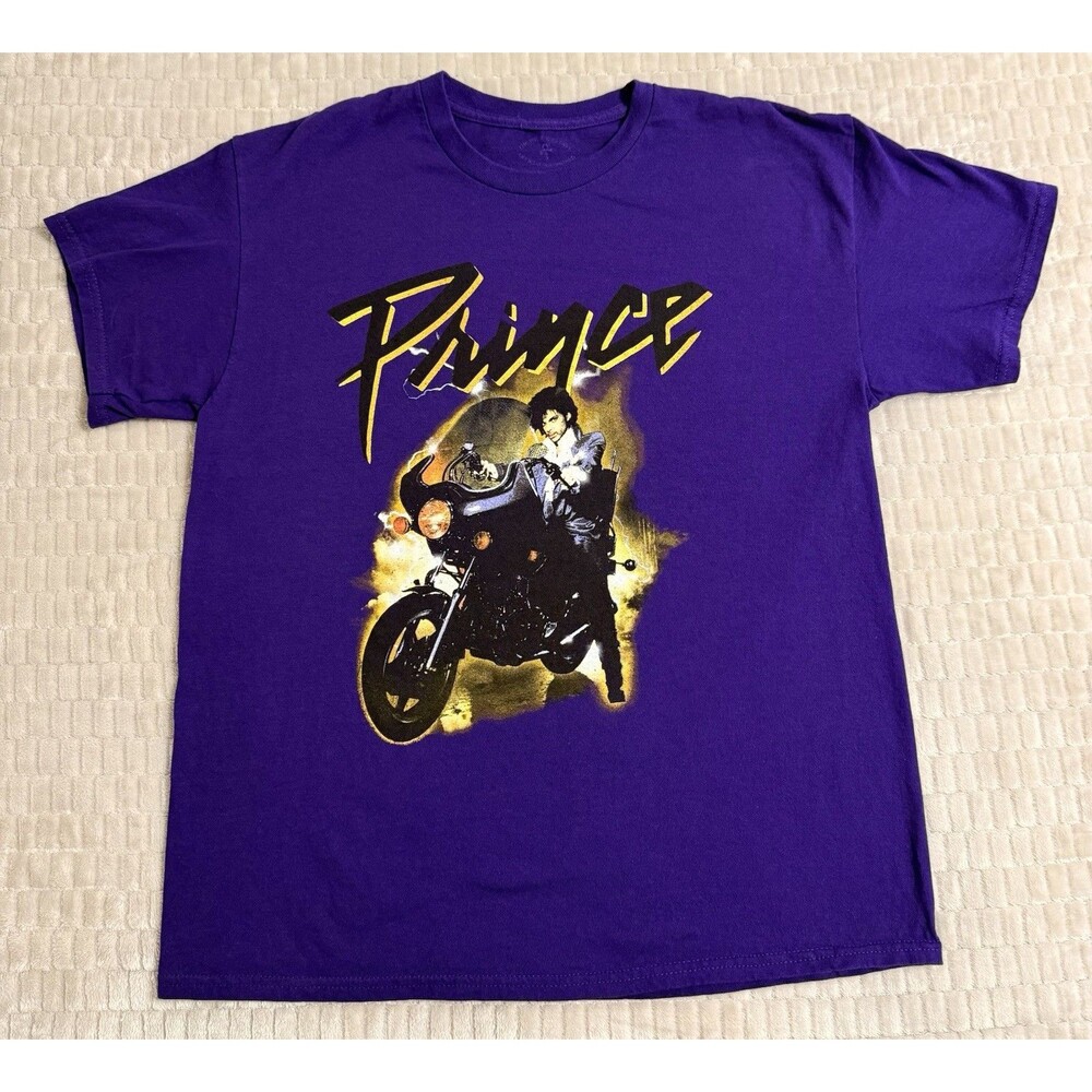Prince Purple Rain Motorcycle Graphic Official Licensed 100% Cotton T-Shirt L
